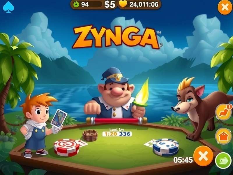 A vibrant Zynga Poker table interface on multiple devices