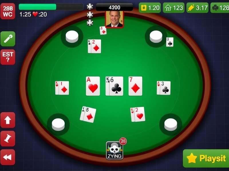 Zynga Poker Texas Holdem gameplay interface showing cards and chips