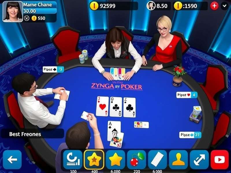 Zynga Poker gameplay on multiple devices showing table interface and chip stacks